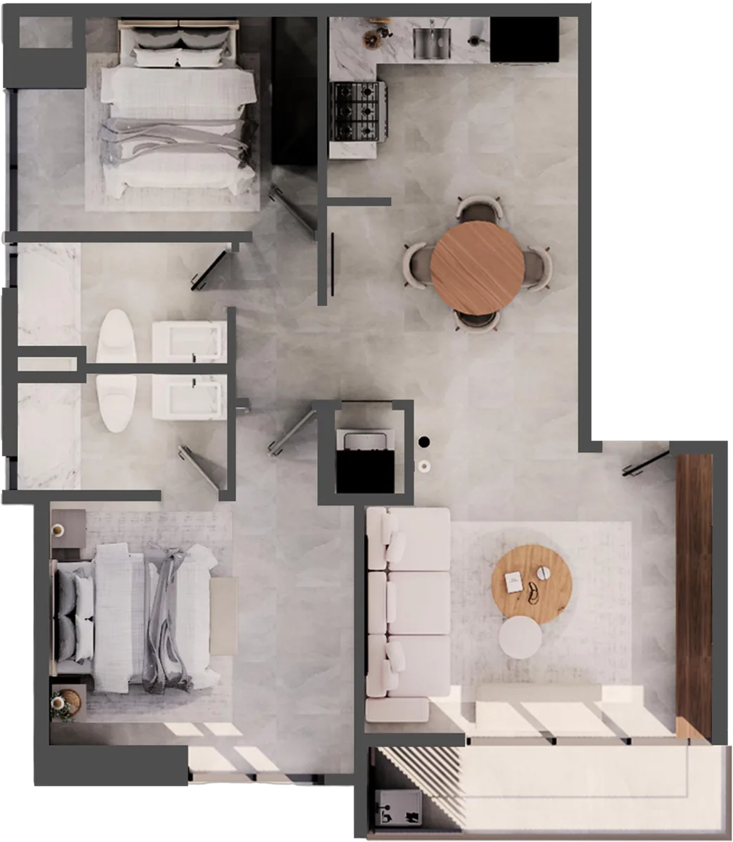 Planta del Apartamento 01, niveles 4 a 6
