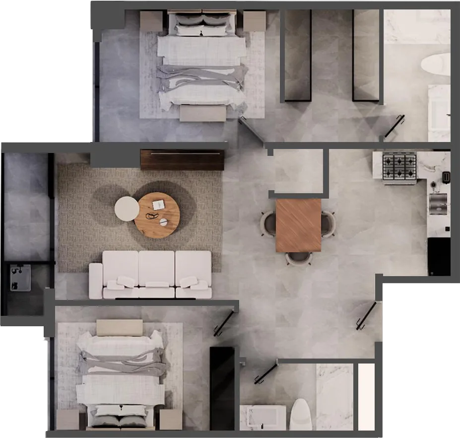 Planta del Apartamento 02, niveles 4 a 6