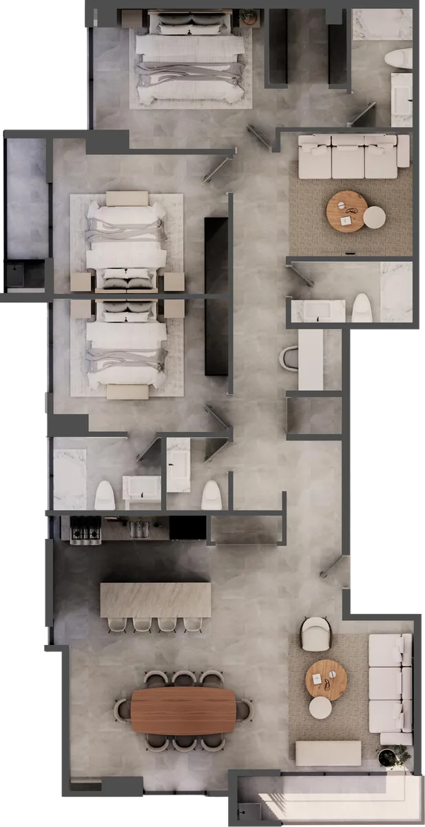 Planta del Penthouse Apartamento 01, niveles 7 a 9