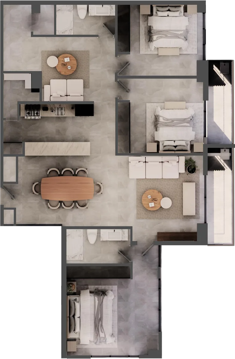 Planta del Penthouse Apartamento 02, niveles 7 a 9